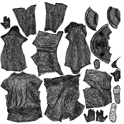 3D people model man casual walking, scanned human for 3ds Max rendering, wireframe top-down view