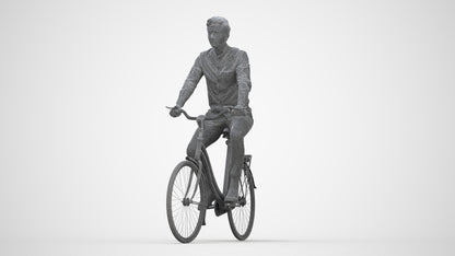 realistic 3D human man casual cycling, archviz people FBX OBJ for Blender, wireframe back view