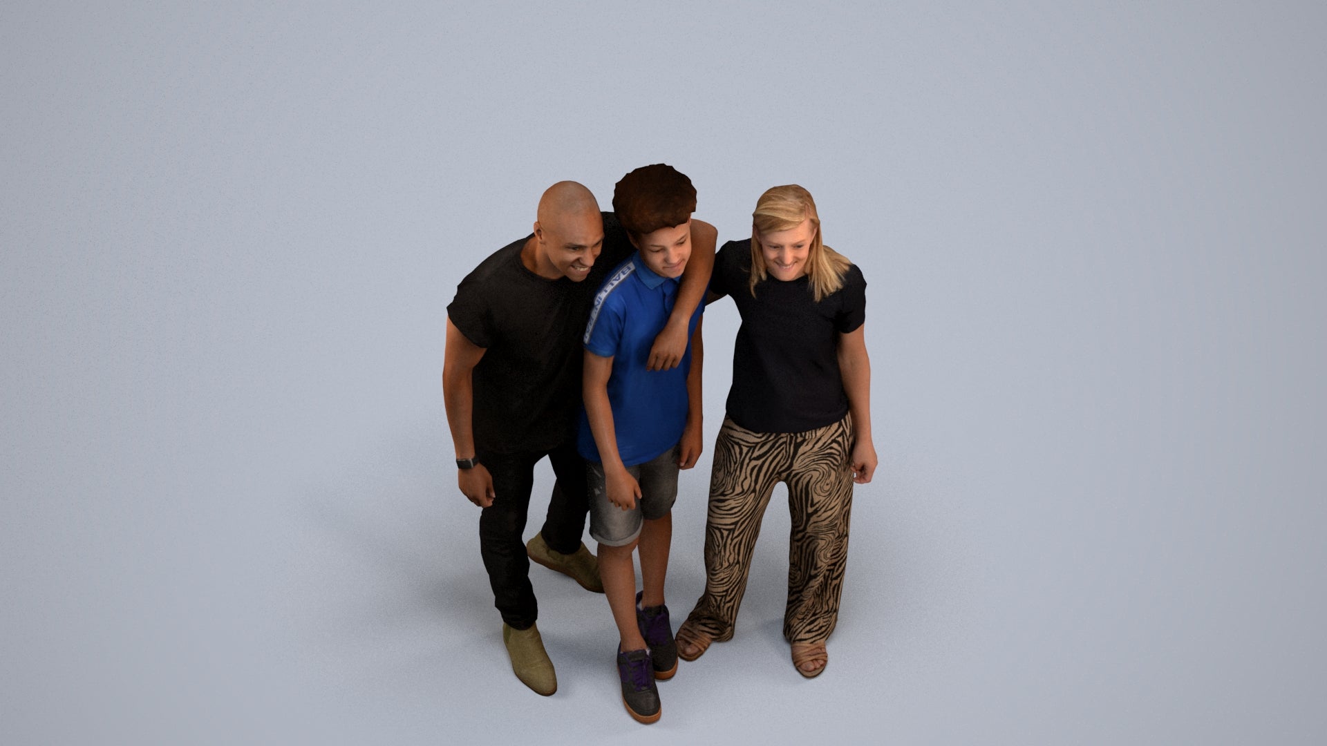 3D human model girl casual kids, photogrammetry scanned person for archviz, back view render