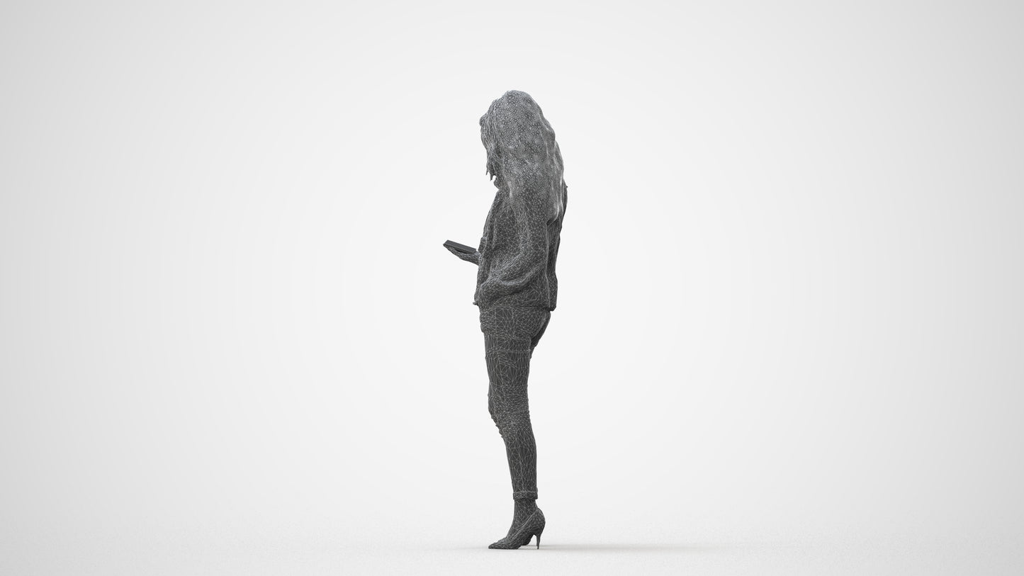 3D scanned woman standing casual, photorealistic archviz people for Enscape and SketchUp, square thumbnail