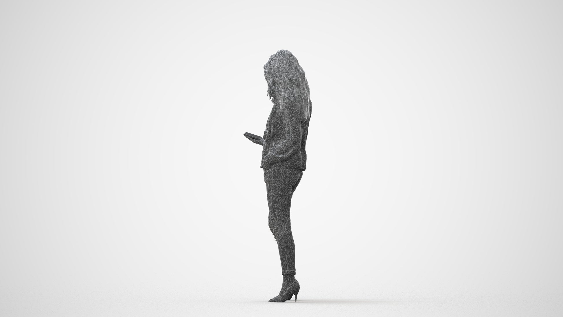 3D scanned woman standing casual, photorealistic archviz people for Enscape and SketchUp, square thumbnail