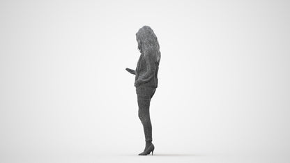 3D scanned woman standing casual, photorealistic archviz people for Enscape and SketchUp, square thumbnail