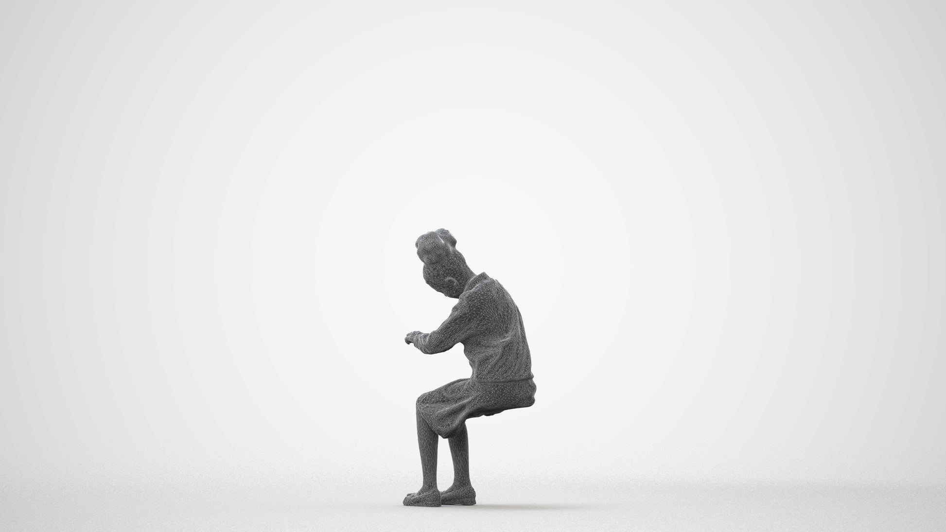 3D human model woman kids, photogrammetry scanned person for archviz, square thumbnail