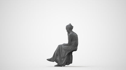 realistic 3D human woman casual sitting, archviz people FBX OBJ for Blender, square thumbnail
