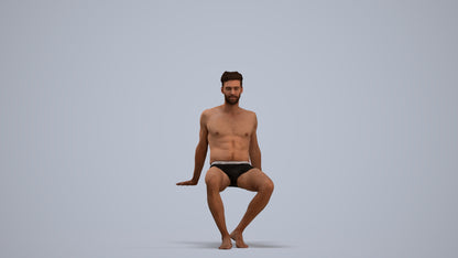 3D human model man sport pool, photogrammetry scanned person for archviz, standing pose render