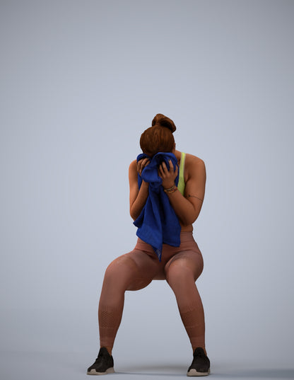 3D human model woman casual sport, photogrammetry scanned person for archviz