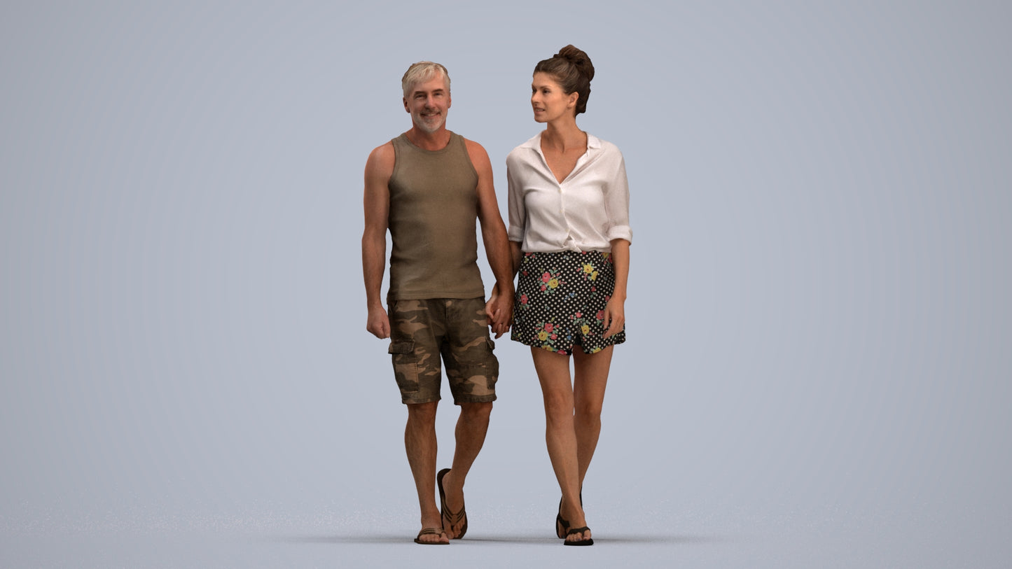 scanned 3D woman casual couple, photogrammetry people for Enscape and V-Ray, standing pose render