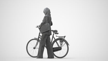 3D scanned senior woman cycling business, photorealistic archviz people for Enscape and SketchUp, square thumbnail