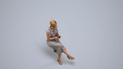 realistic 3D people woman casual sitting, render-ready for V-Ray and Corona, FBX OBJ, back view render