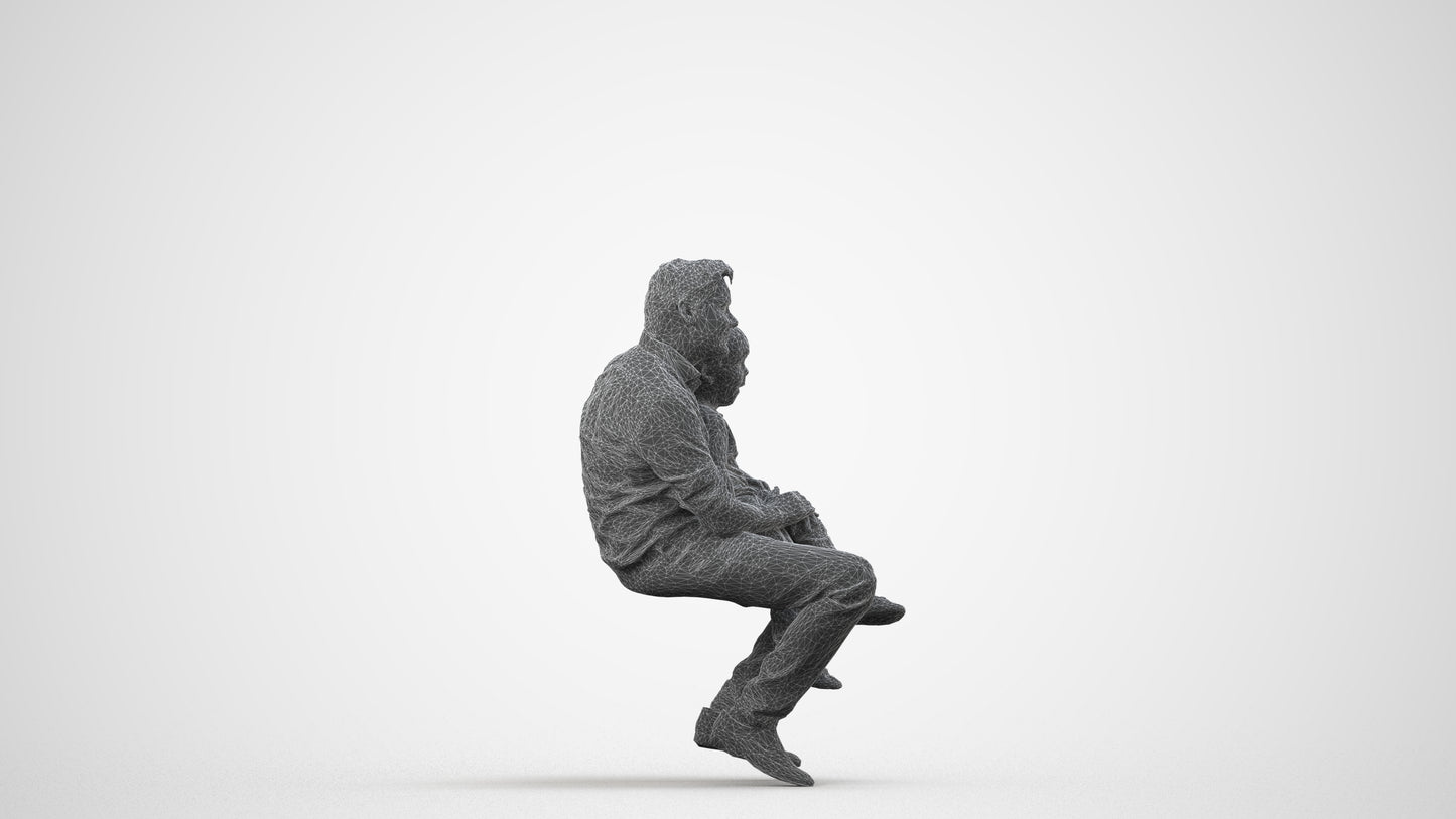 3D people model boy casual kids, scanned human for 3ds Max rendering, wireframe side view