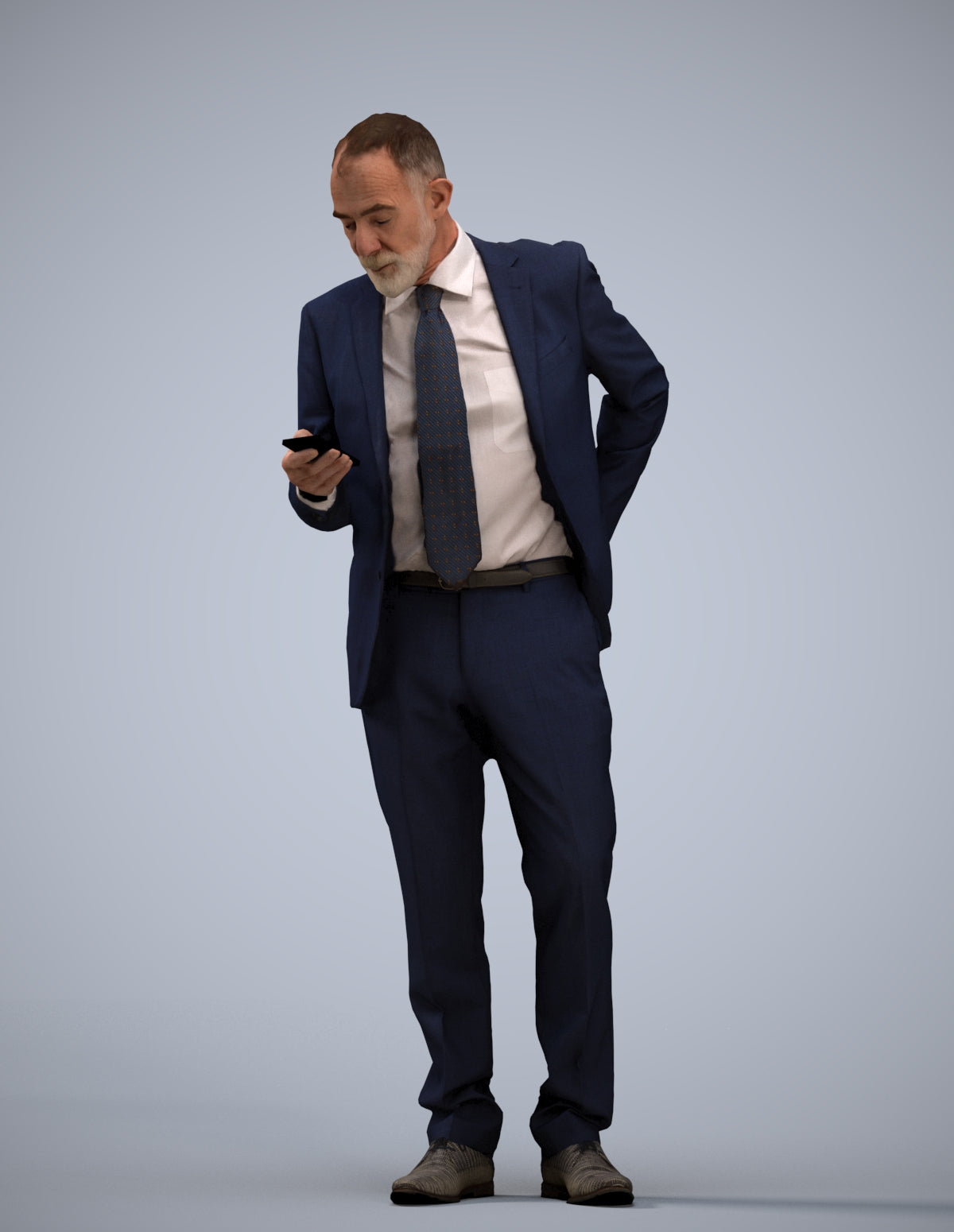 realistic 3D senior man business, scanned archviz people for Blender and 3ds Max