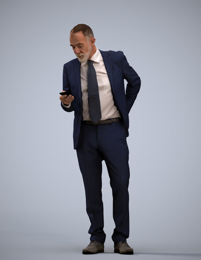 realistic 3D senior man business, scanned archviz people for Blender and 3ds Max
