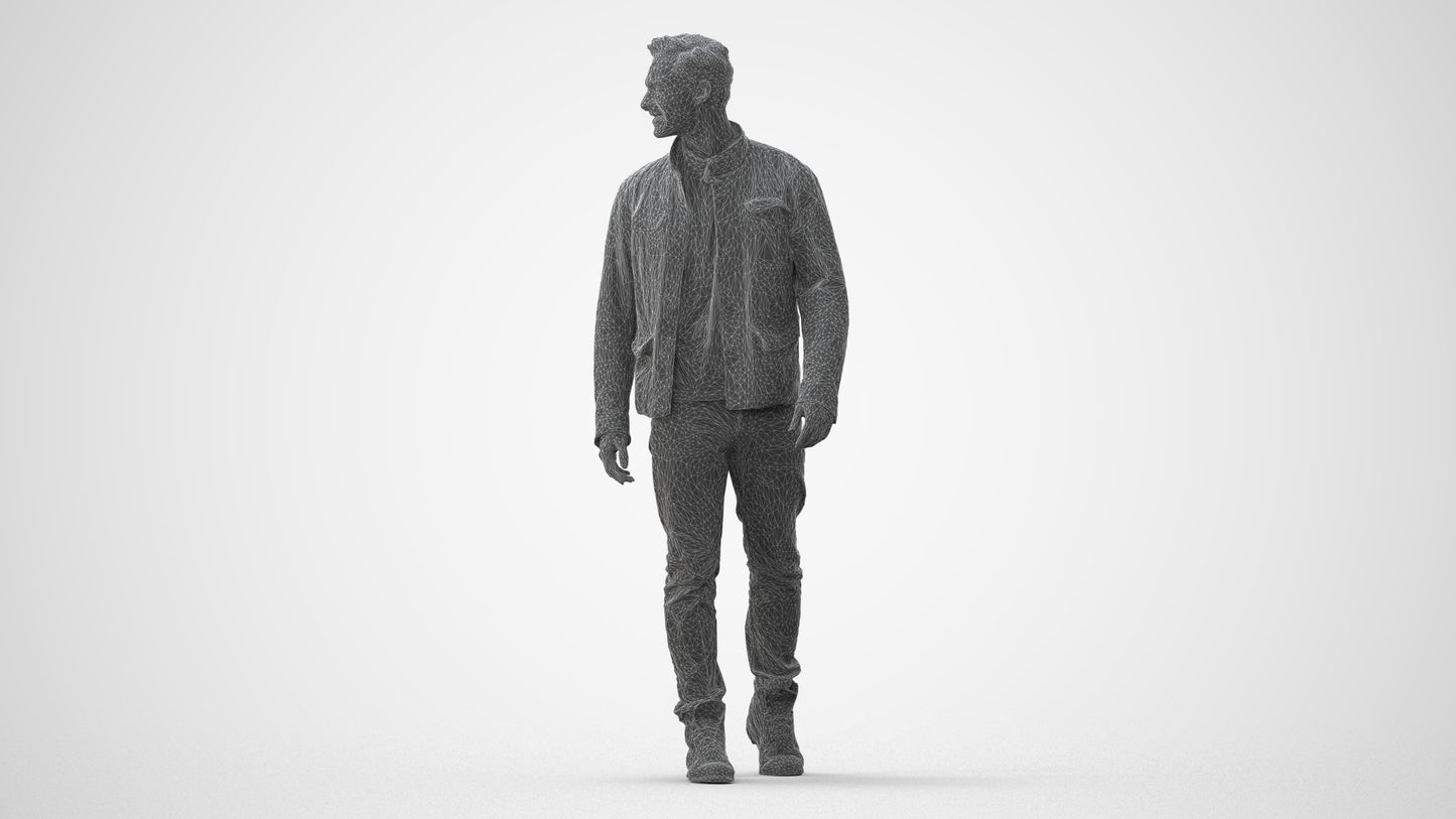 realistic 3D human man casual walking, archviz people FBX OBJ for Blender, square thumbnail