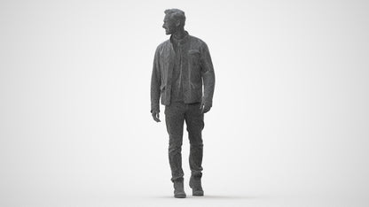 realistic 3D human man casual walking, archviz people FBX OBJ for Blender, square thumbnail