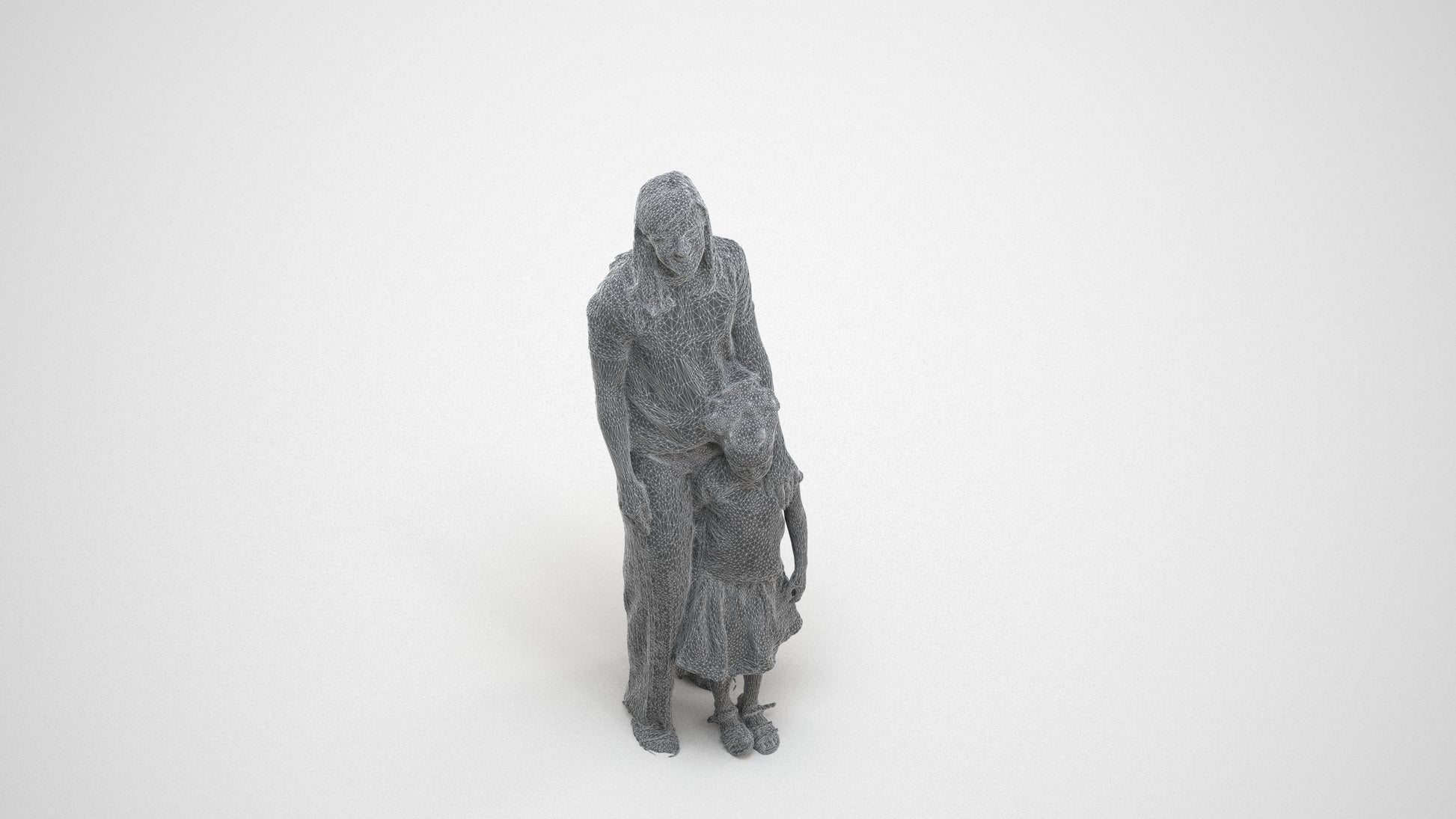 3D people model girl casual kids, scanned human for 3ds Max rendering, wireframe three-quarter view