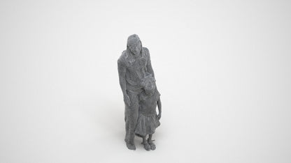 3D people model girl casual kids, scanned human for 3ds Max rendering, wireframe three-quarter view
