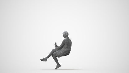 3D people model woman casual sitting, scanned human for 3ds Max rendering, square thumbnail