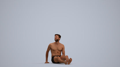 3D people model man pool, scanned human for 3ds Max rendering, standing pose render