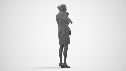 scanned 3D girl business kids, photogrammetry people for Enscape and V-Ray, wireframe side view