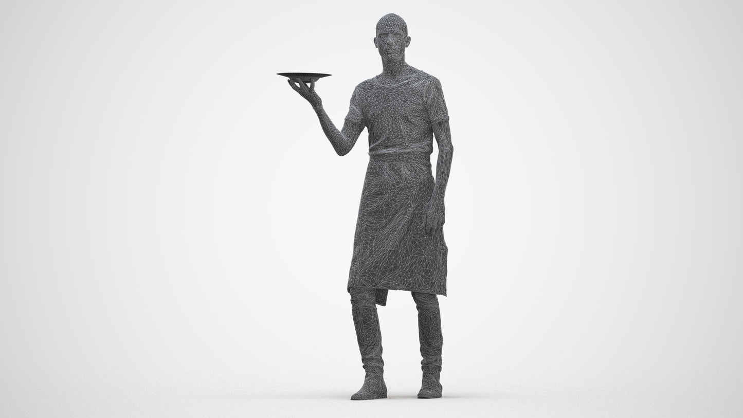 realistic 3D human man hospitality, archviz people FBX OBJ for Blender, three-quarter front view render