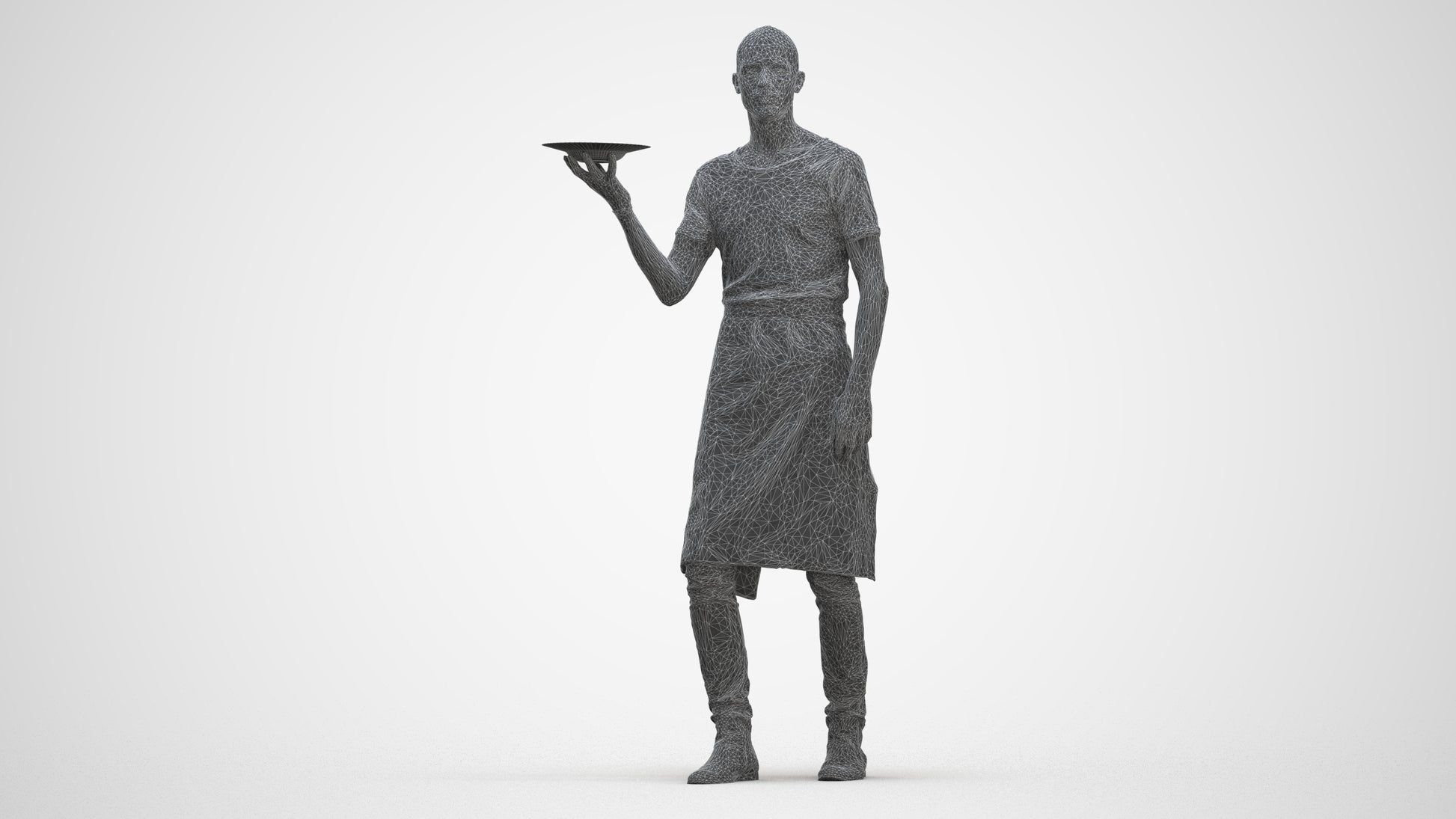 realistic 3D human man hospitality, archviz people FBX OBJ for Blender, three-quarter front view render
