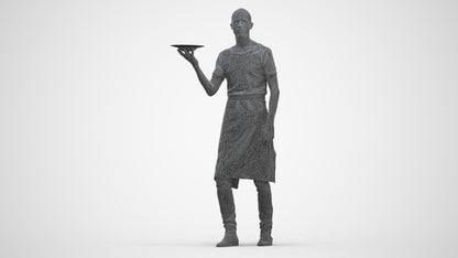 realistic 3D human man hospitality, archviz people FBX OBJ for Blender, three-quarter front view render