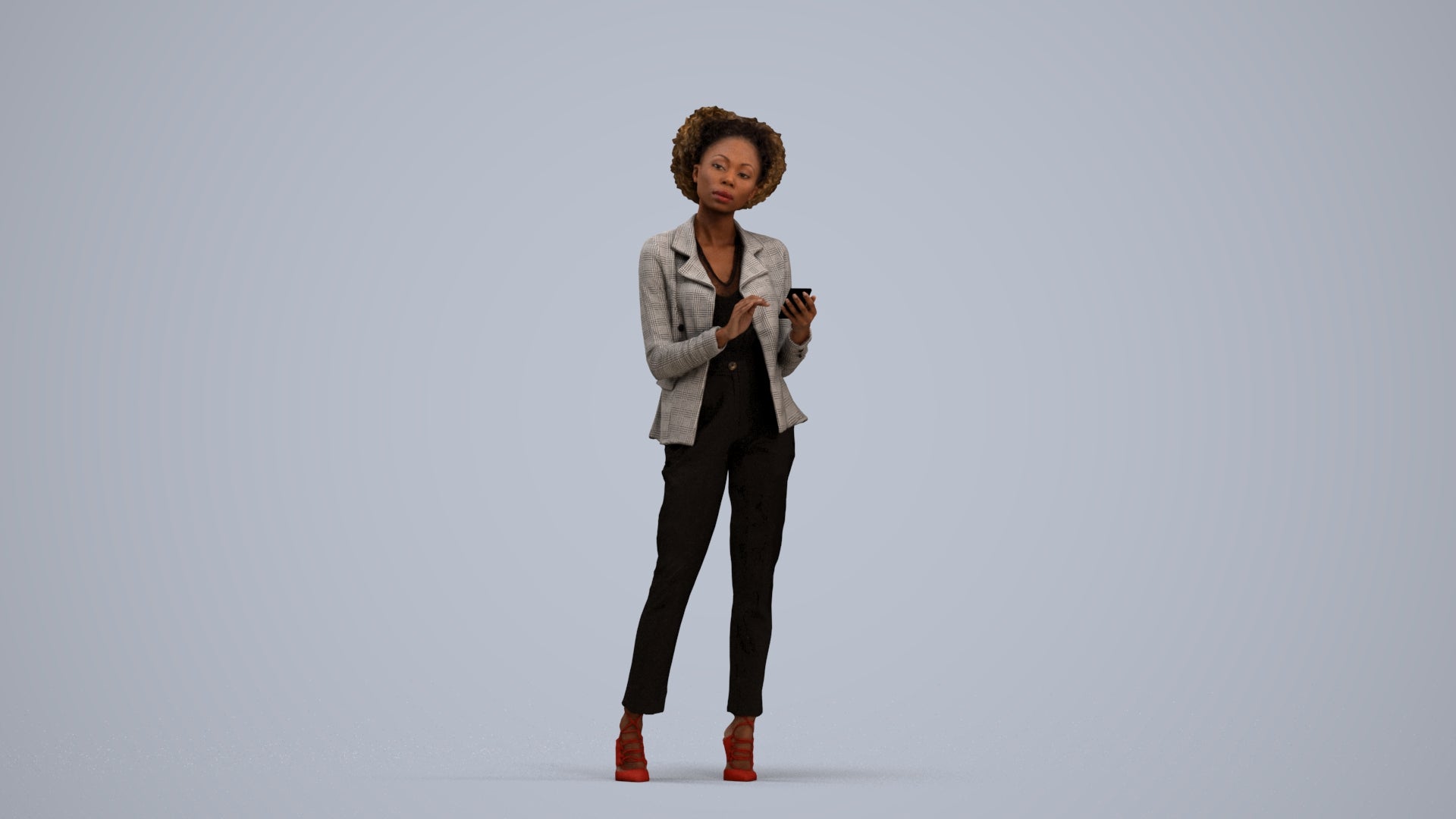 3D people model woman business standing, scanned human for 3ds Max rendering, standing pose render