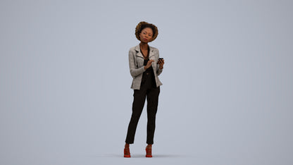 3D people model woman business standing, scanned human for 3ds Max rendering, standing pose render