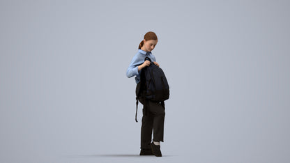 realistic 3D human girl kids, archviz people FBX OBJ for Blender, side view render