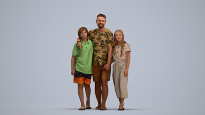 3D scanned girl kids, photorealistic archviz people for Enscape and SketchUp, standing pose render