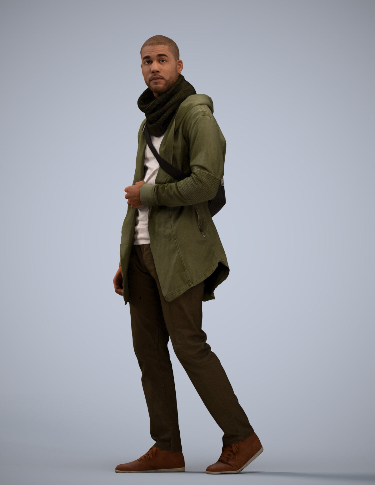 realistic 3D man casual walking, scanned archviz people for Blender and 3ds Max