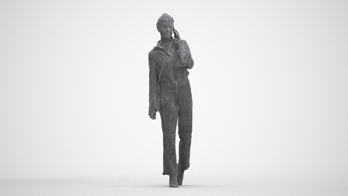 scanned 3D woman business walking, photogrammetry people for Enscape and V-Ray, three-quarter front view render