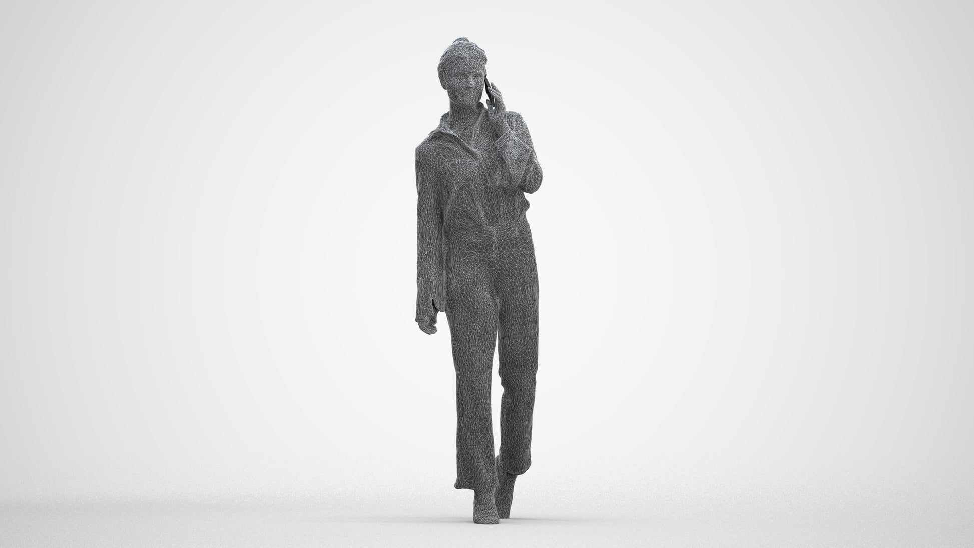 scanned 3D woman business walking, photogrammetry people for Enscape and V-Ray, three-quarter front view render