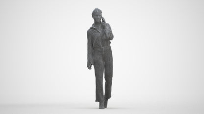 scanned 3D woman business walking, photogrammetry people for Enscape and V-Ray, three-quarter front view render