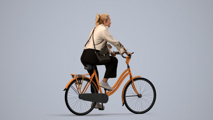3D people model woman casual cycling, scanned human for 3ds Max rendering, side view render