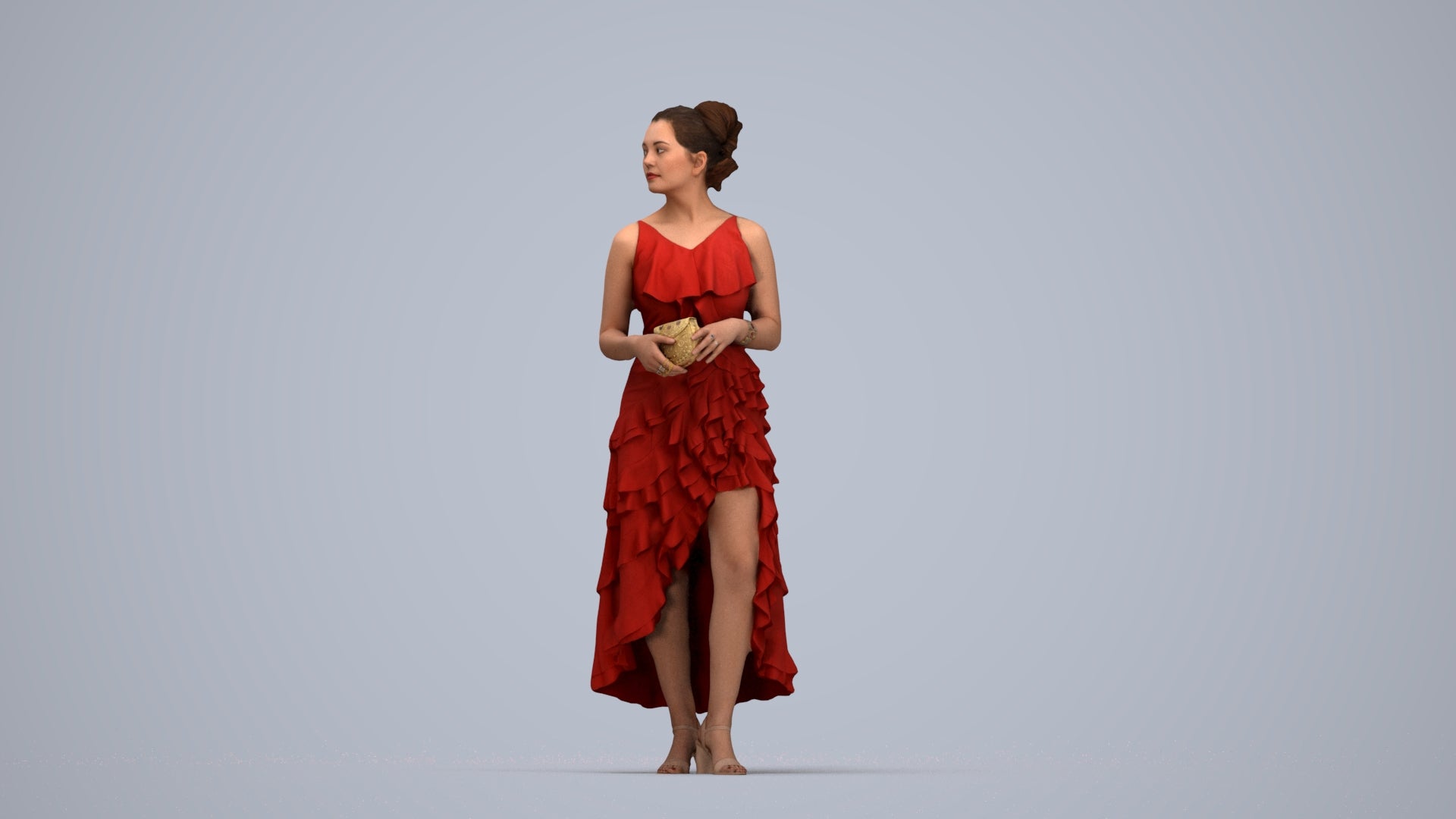 scanned 3D woman formal formalaffairs, photogrammetry people for Enscape and V-Ray, top-down view render