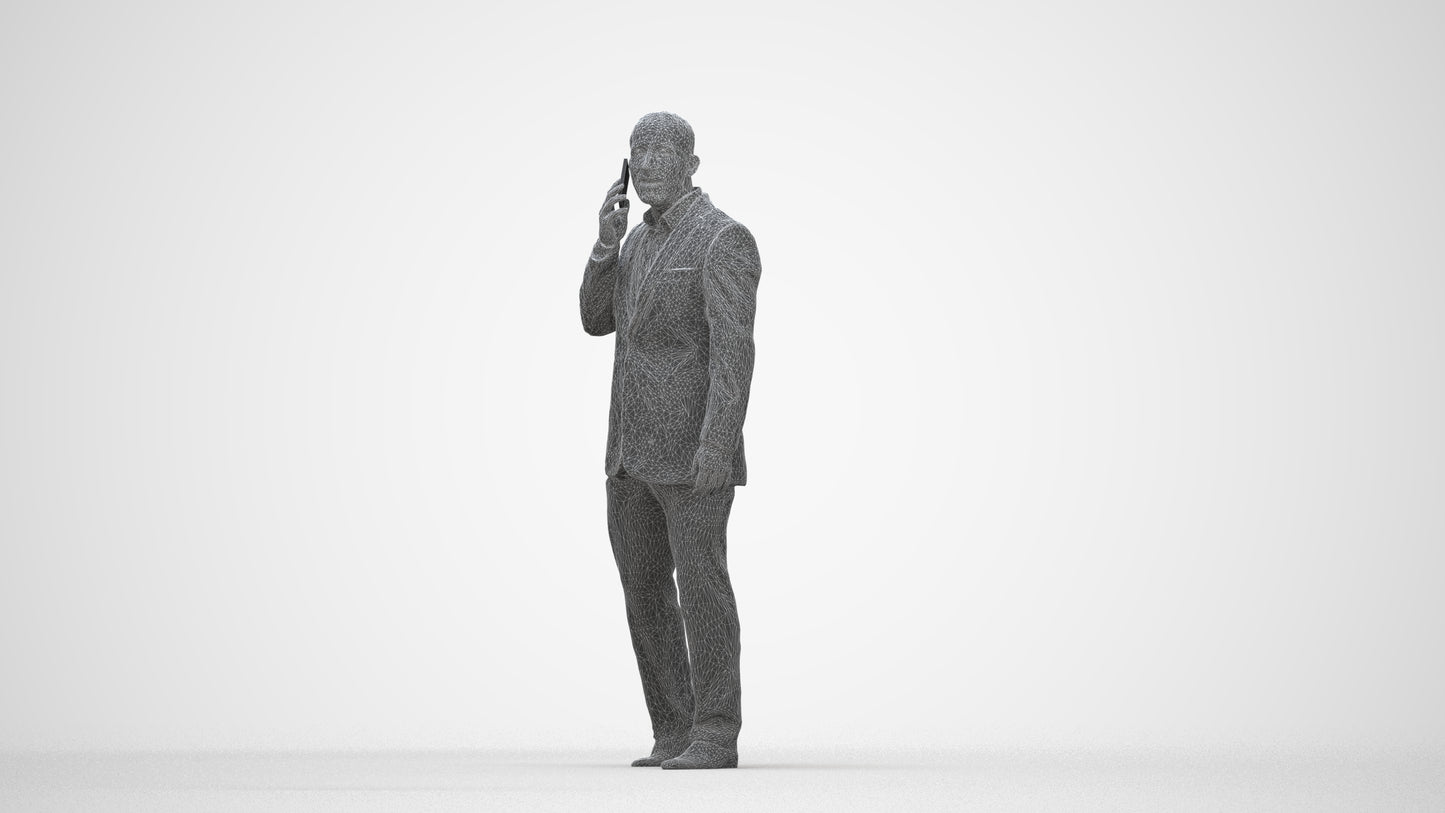 realistic 3D people man business, render-ready for V-Ray and Corona, FBX OBJ, wireframe back view