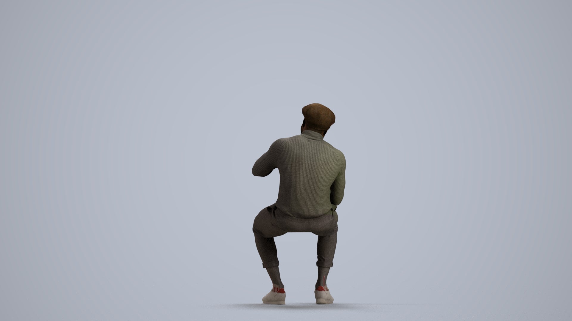 3D scanned man sitting casual, photorealistic archviz people for Enscape and SketchUp, front view render