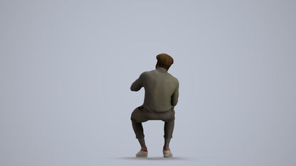 3D scanned man sitting casual, photorealistic archviz people for Enscape and SketchUp, front view render