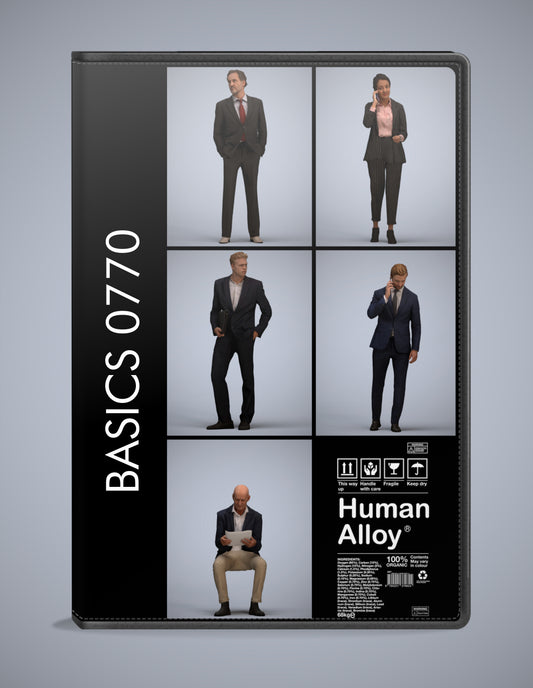photogrammetry 3D people business collection, 5 realistic human models archviz FBX