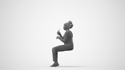 photogrammetry 3D woman casual sitting, realistic human model archviz FBX, square thumbnail