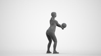 photogrammetry 3D girl sport, realistic human model archviz FBX, wireframe front view
