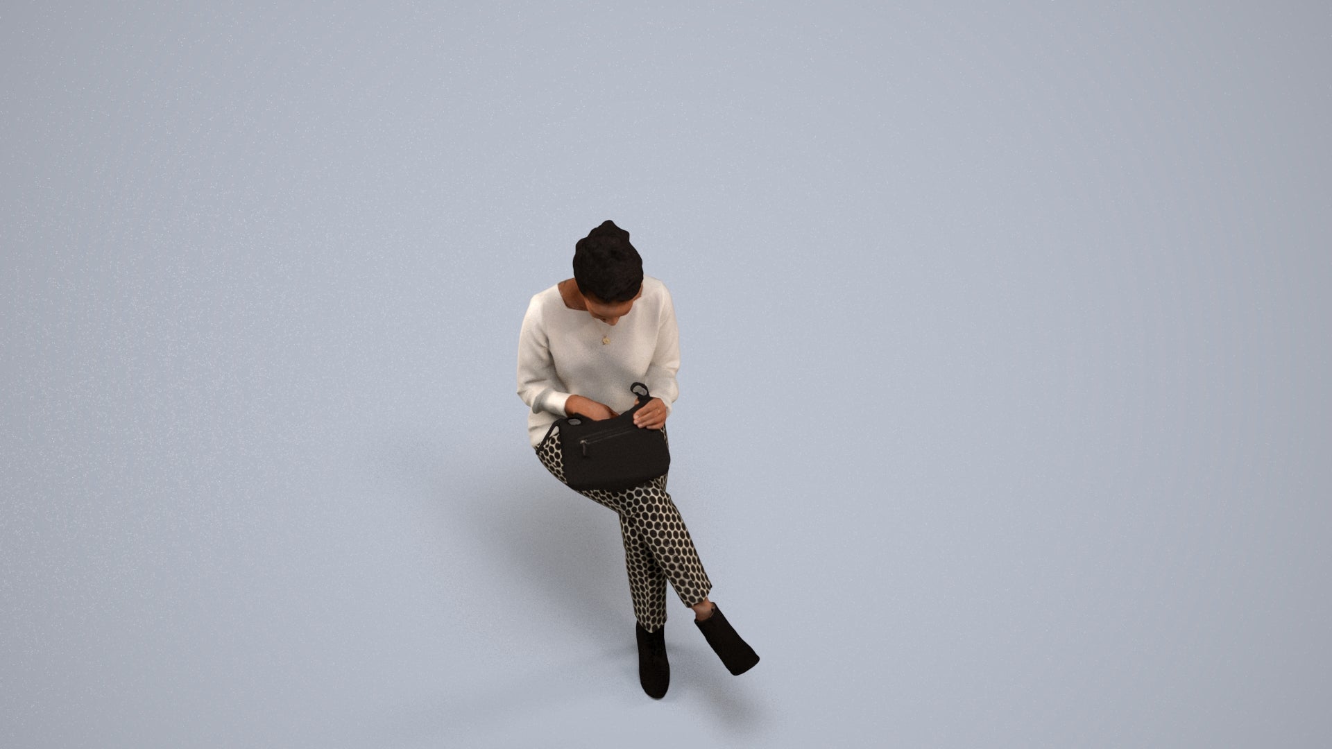 scanned 3D woman casual kids, photogrammetry people for Enscape and V-Ray, back view render