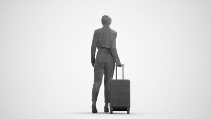 3D human model woman business, photogrammetry scanned person for archviz, wireframe front view