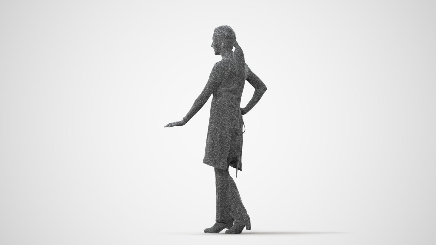 3D people model woman hospitality, scanned human for 3ds Max rendering, square thumbnail