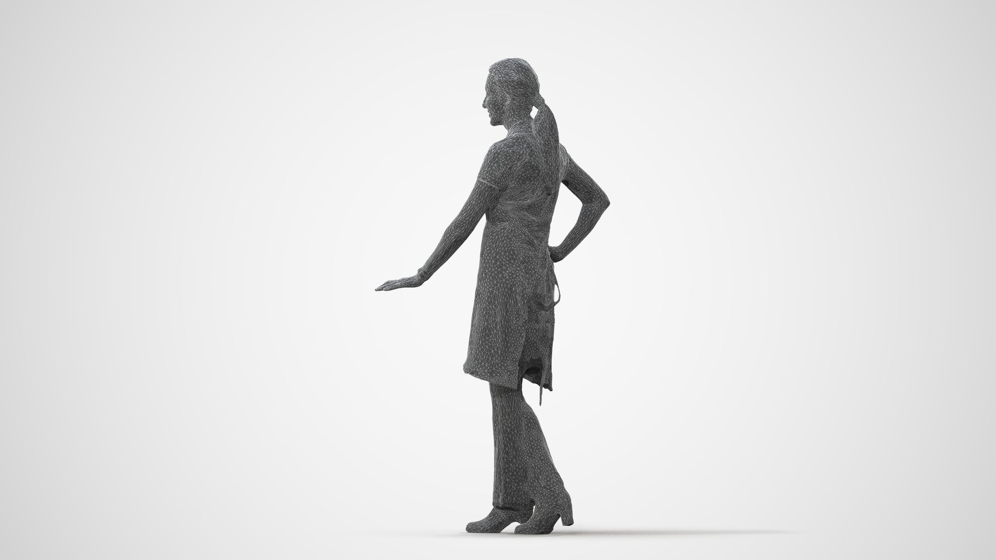 3D people model woman hospitality, scanned human for 3ds Max rendering, square thumbnail