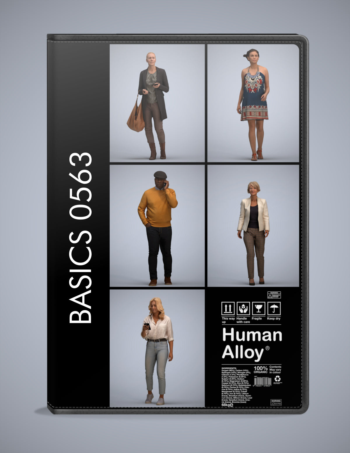 3D human models walking bundle, 5 photogrammetry scanned people for archviz