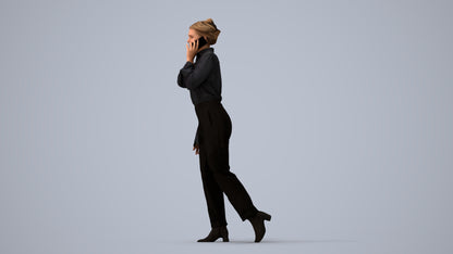 scanned 3D woman business walking, photogrammetry people for Enscape and V-Ray, three-quarter view render