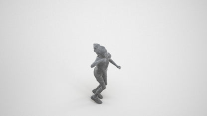 photogrammetry 3D girl casual kids, realistic human model archviz FBX, wireframe three-quarter view
