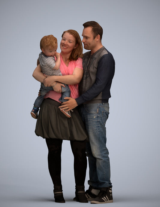 realistic 3D people girl casual standing, render-ready for V-Ray and Corona, FBX OBJ